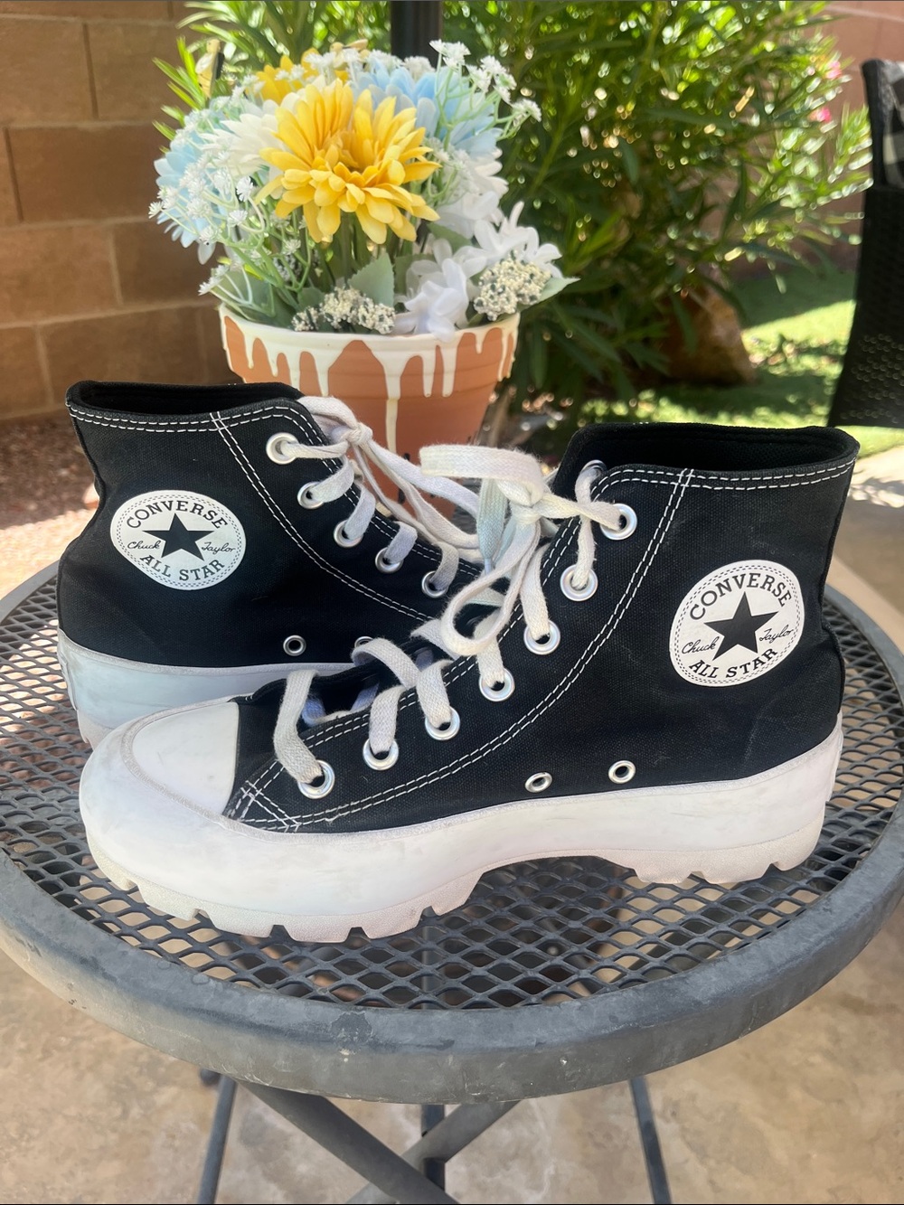 Converse Women’s Black & White Platform High-Top Sneakers